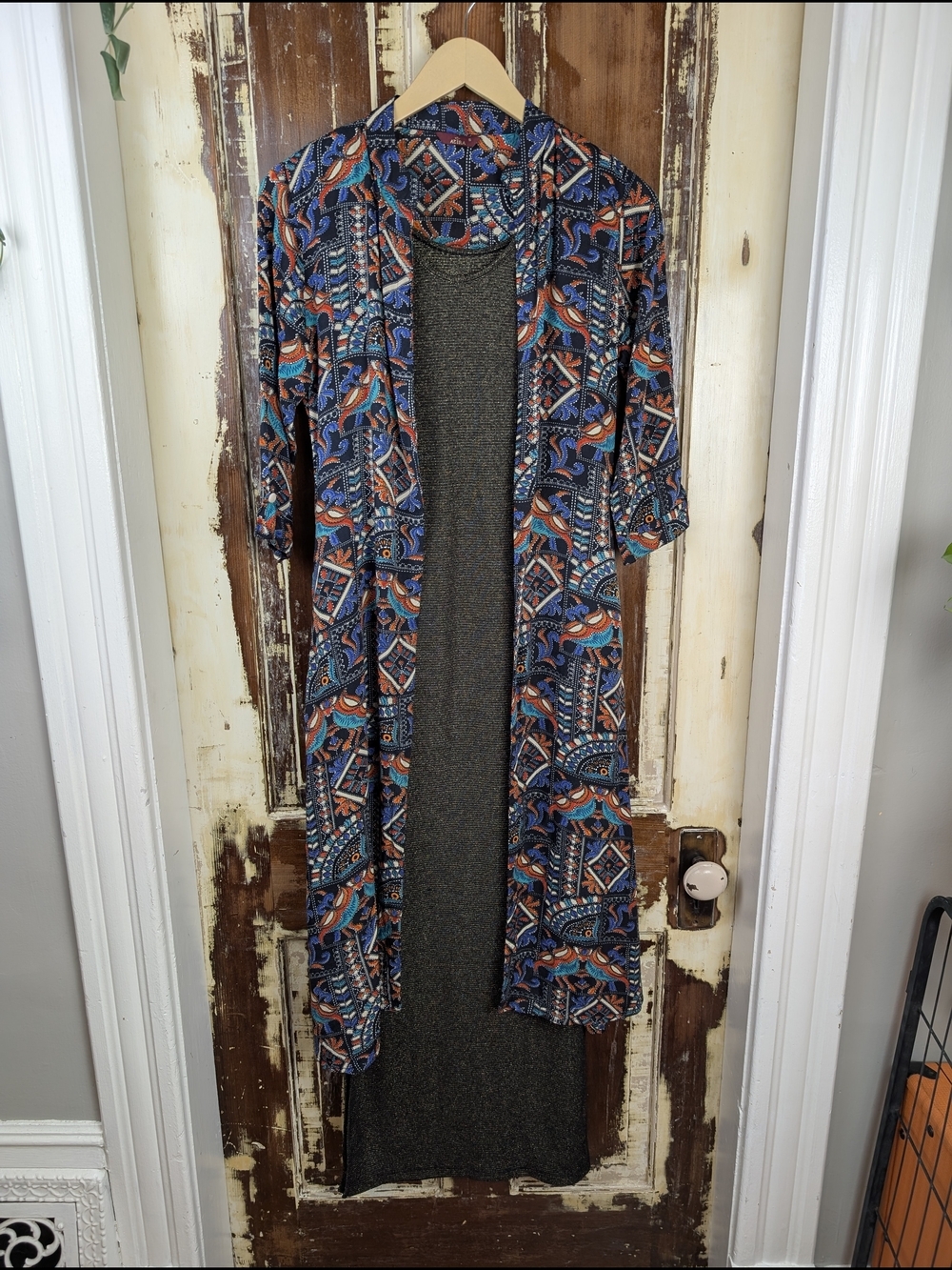 Vintage Azira Rayon Open Front Duster Kimono Boho Paisley Jacket S Artsy Folk